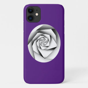 Funda Para iPhone 11 Color plateado estilo geométrico Rosa en púrpura r
