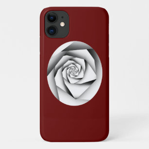 Funda Para iPhone 11 Color plateado Estilo geométrico Rosa en rojo oscu
