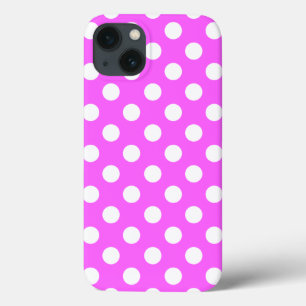 Funda Para iPhone 13 Color Rosa llamativo Y Puntos De Polka Blanco Cubi