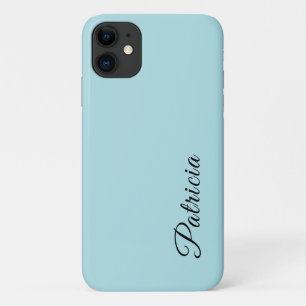 Funda Para iPhone 11 Color sólido azul en polvo Nombre elegante Minimal
