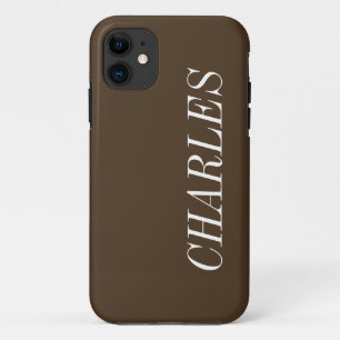 Funda Para iPhone 11 Color sólido café marrón   Nombre Minimalista