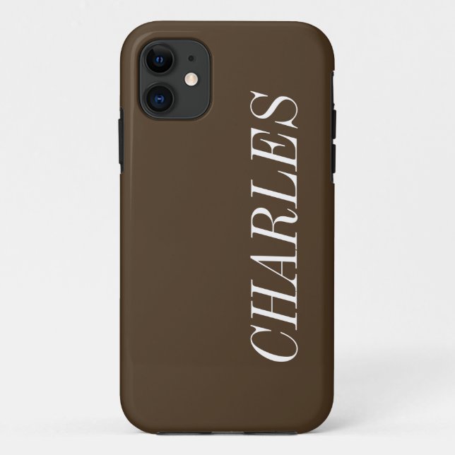 Funda De Case-Mate Para iPhone Color sólido café marrón | Nombre Minimalista (Reverso)
