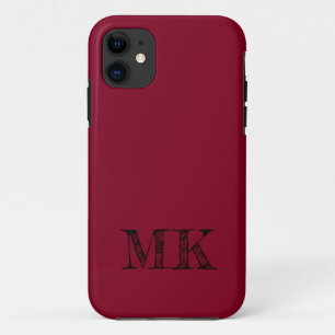 Funda Para iPhone 11 Color sólido de Borgoña Inicial mínimo moderno