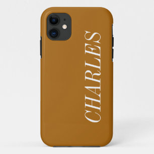 Funda Para iPhone 11 Color sólido de color marrón   Nombre Minimalista