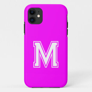 Funda Para iPhone 11 Color sólido fucsia   Monograma Minimalista