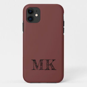 Funda Para iPhone 11 Color sólido Garnet   Inicial mínimo