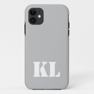 Funda Para iPhone 11 Color sólido metálico plateado Monograma Minimal