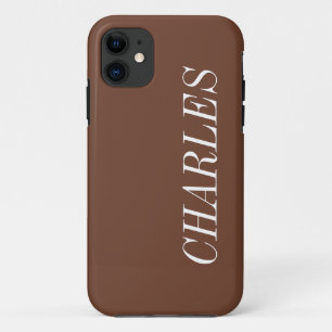 Funda Para iPhone 11 Color sólido Mocha marrón   Nombre Minimalista