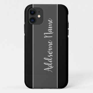 Funda Para iPhone 11 Color sólido moderno básico negro monogramado