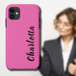 Funda Para iPhone 11 Color sólido neón rosado caliente Personalizació