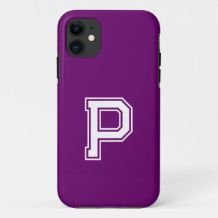 Funda Para iPhone 11 Color sólido púrpura de plumas   Monograma Minimal