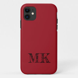 Funda Para iPhone 11 Color sólido rojo rubí   Inicial mínimo