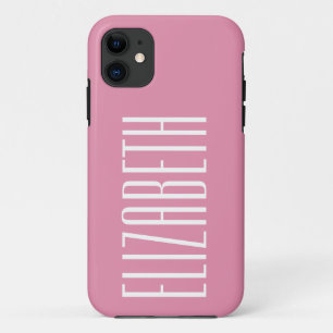 Funda Para iPhone 11 Color sólido rosado de caramelo Monograma Minima
