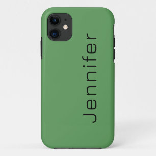 Funda Para iPhone 11 Color sólido verde cactus   Nombre Minimalista