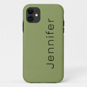 Funda Para iPhone 11 Color sólido verde mosca   Nombre Minimalista