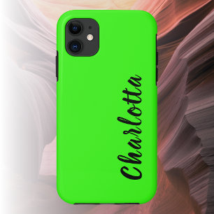 Funda Para iPhone 11 Color sólido verde neón   Personalización Personal