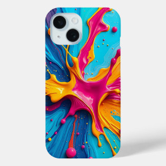 Funda Para iPhone 15 Color Splash Blue Pink Yellow iPhone Case