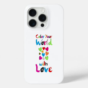 Funda Para iPhone 15 Pro Color tu mundo con amor - Vibrante diseño del cora
