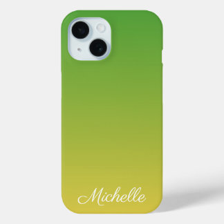 Funda Para iPhone 15 Color verde y amarillo oscuro personalizado