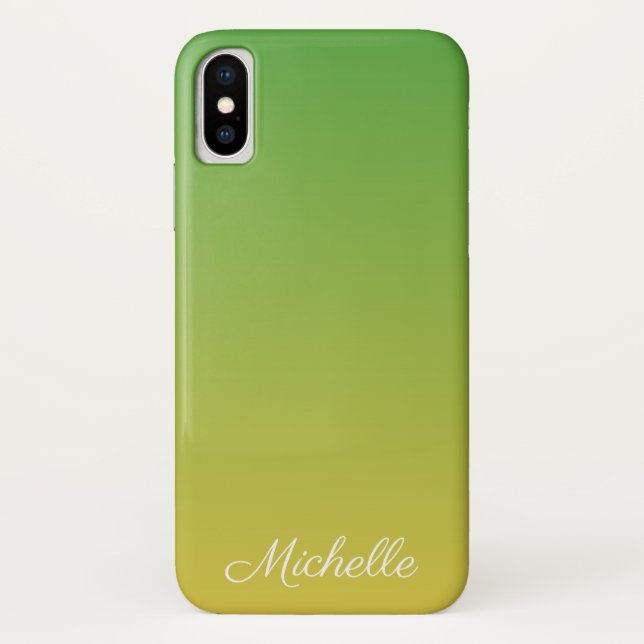 Funda De Case-Mate Para iPhone Color verde y amarillo oscuro personalizado (Reverso)