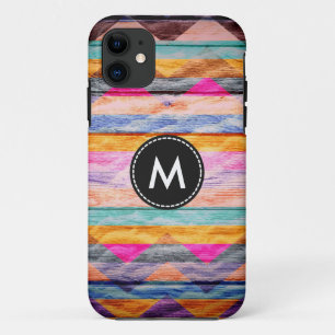 Funda Para iPhone 11 Colorante Chevron Stripes Madera Vintage #5