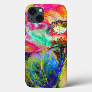 Funda Para iPhone 13 Colorante retro abstracto Poppy Watercolor