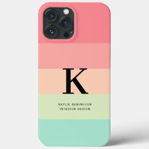 Funda Para iPhone 13 Pro Max Colorbloque de color arcoiris Pastel Monograma ros