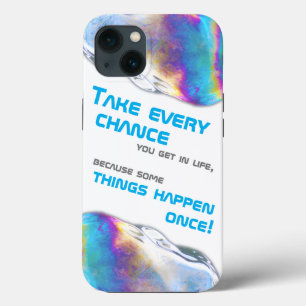 Funda Para iPhone 13 Colores arcoiris agitan burbujas cita motivadora