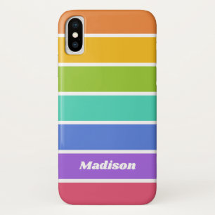 Funda Para iPhone X Colores arcoiris casos de teléfono de nombre perso