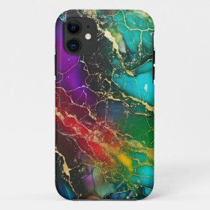 Funda Para iPhone 11 Colores arcoiris Pintura de tinta de alcohol