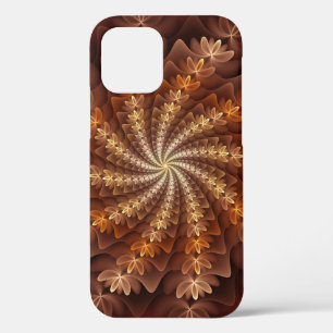Funda Para iPhone 12 Colores Cálidos, Patrón de Arte Fractal Moderno Al