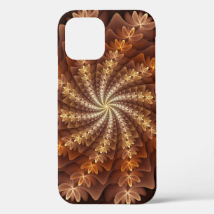 Funda Para iPhone 12 Pro Colores Cálidos, Patrón de Arte Fractal Moderno Al