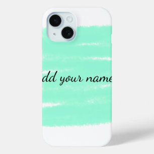 Funda Para iPhone 15 Colores de agua verdes agregar un mensaje de texto