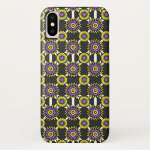 Funda Para iPhone X Colores de orgullo de Enby / patrón de flor espejo