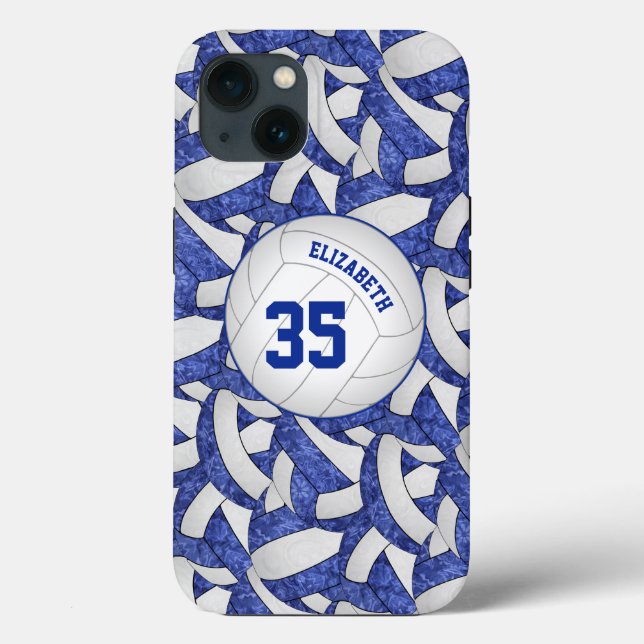 Funda De Case-Mate Para iPhone colores de su equipo de voleibol blanco azul perso (Reverso )