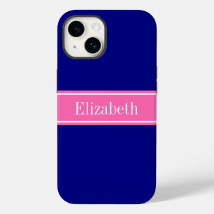 Funda Para iPhone 14 De Case-Mate Colores DIY Azul Marino, Cinta Rosa Caliente Nombr