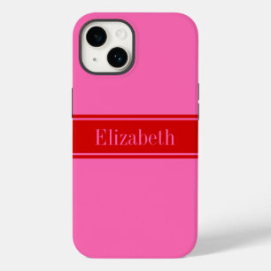 Funda Para iPhone 14 De Case-Mate Colores DIY Color rosado caliente, cinta roja Nomb
