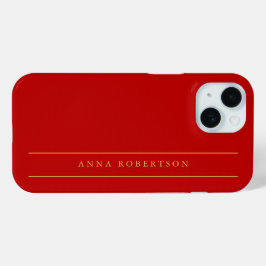 Funda Para iPhone 15 Colores dorados rojos carlata Añadir guión de nomb