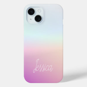 Funda Para iPhone 15 Colores Fríos Gradientes Ombré & Tu Letra