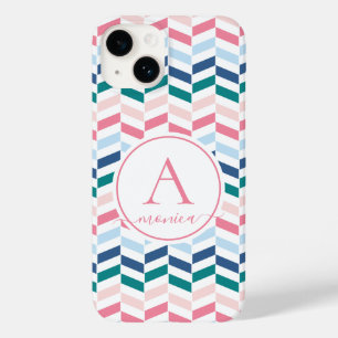 Funda Para iPhone 14 De Case-Mate Colores Pastel modernos Monograma de Chevron geomé
