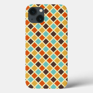 Funda Para iPhone 13 Colores Retro Rojo Amarillo Azul Diamante Cuadricu
