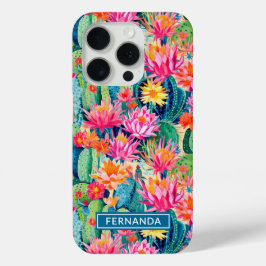 Funda Para iPhone 15 Pro Colorful Blooming Cacti Personalized
