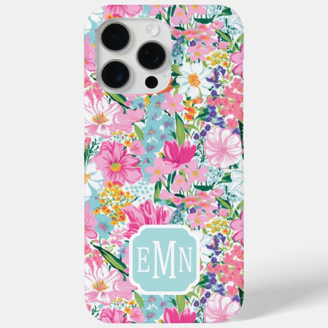 Funda De Case-Mate Para iPhone Colorful Garden Monogrammed (Reverso )