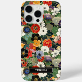 Funda Para iPhone 15 Pro Max Colorful Japanese Floral Pattern Monogrammed