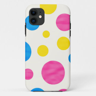 Funda Para iPhone 11 Colorful Polka Dots Pink Blue Yellow Retro