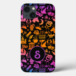 Funda Para iPhone 13 Colorful Shakespeare Icons on Black