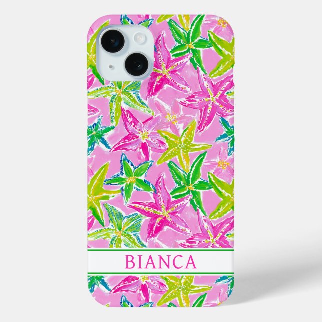 Funda De Case-Mate Para iPhone Colorful Starfish Monogrammed (Reverso )