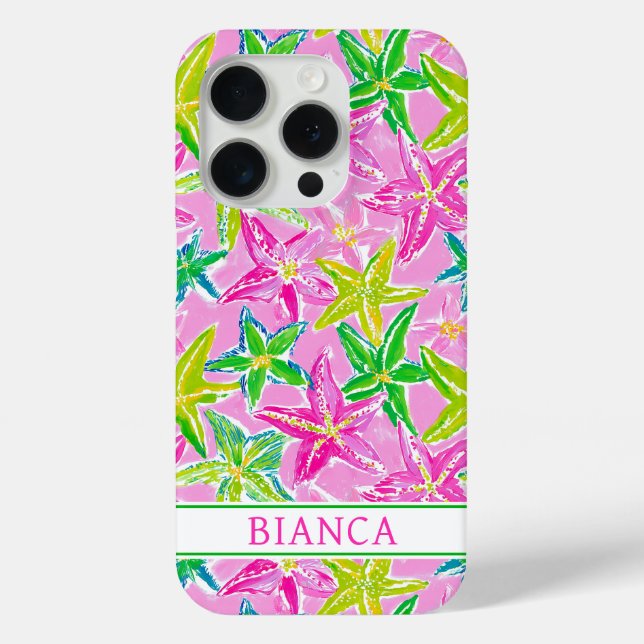 Funda De Case-Mate Para iPhone Colorful Starfish Monogrammed (Reverso )