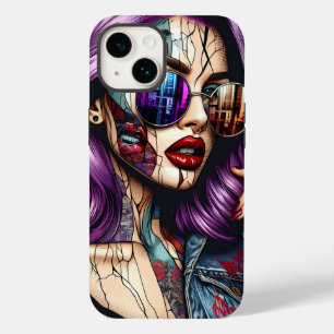 Funda Para iPhone 14 De Case-Mate Colorida Bonito abstracta de cabello morado