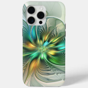 Funda Para iPhone 15 Pro Max Colorida Fantasía Moderna Abstracto Flor Fractal